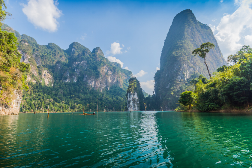 Rock formations and sea in Thailand. Best affordable family vacations.