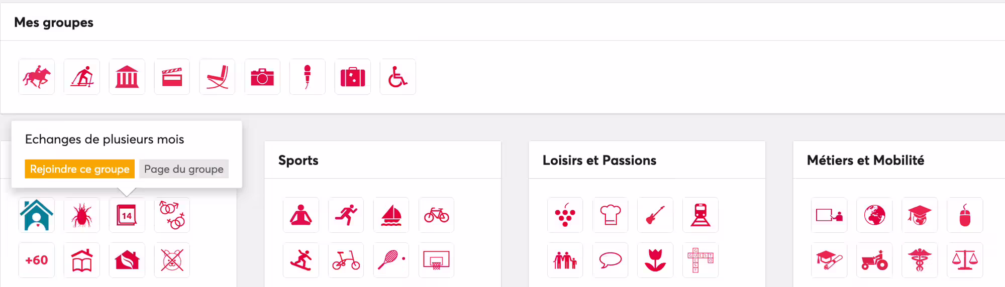 Groupe échanges de plusieurs mois