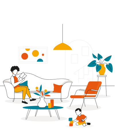 Illustration HomeExchange - un salon