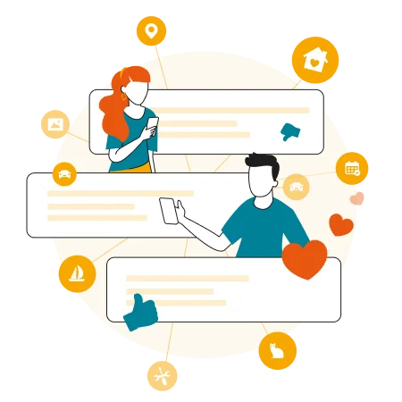 Illustration HomeExchange des réseaux sociaux
