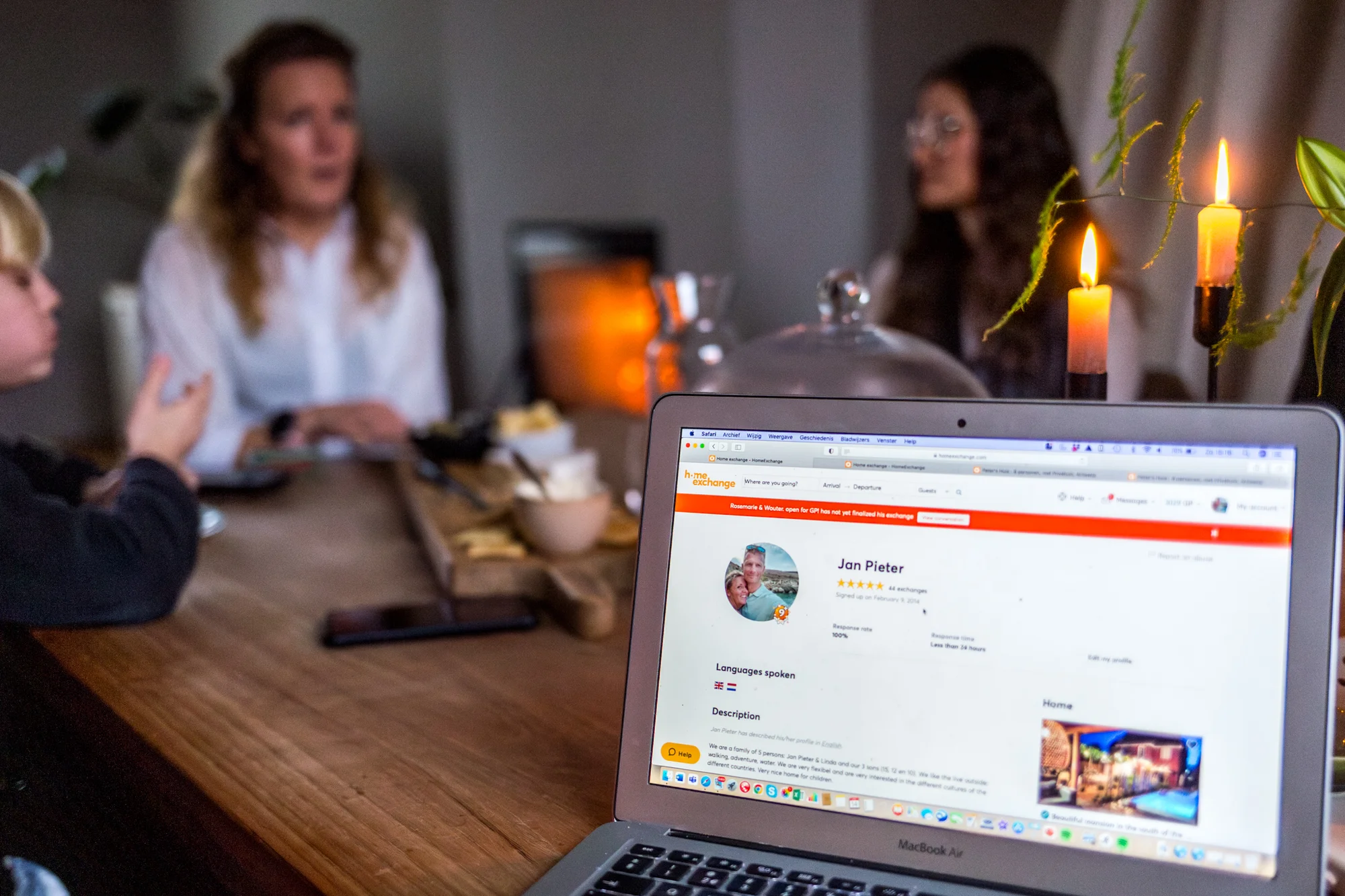 Aperçu d'un profil sur le site de HomeExchange