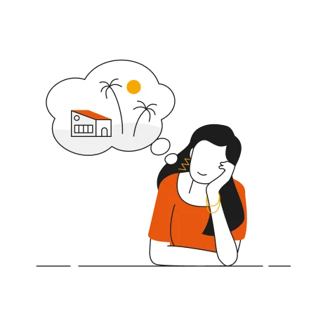 Illustration HomeExchange - femme qui pense