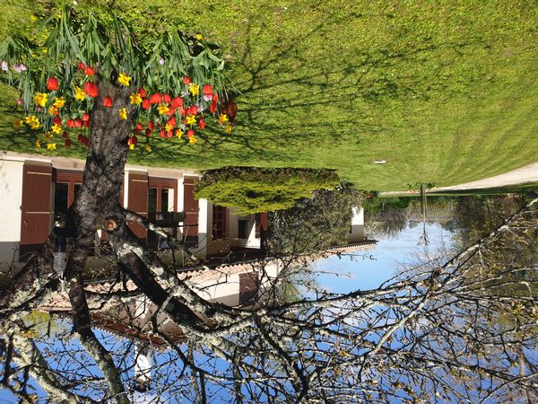 Maison au fond d'une impasse, préservée des regards. Le cadre est bucolique, paysages viticoles.