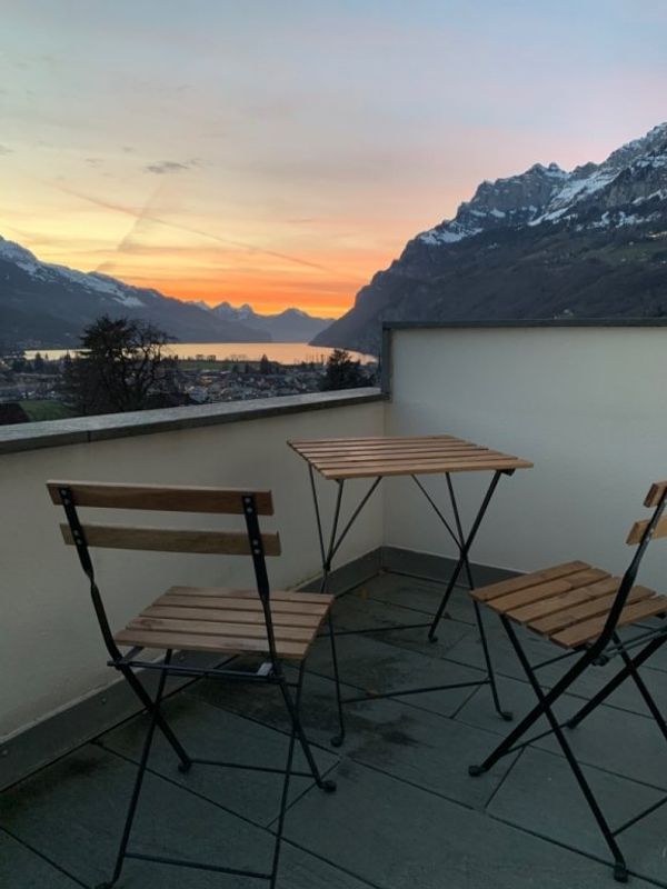 Surrounded by lake and mountains (ski resorts)