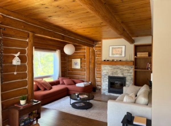 Chalet rustique en bois rond au bord du lac