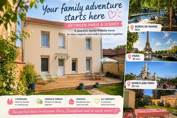 Entre Paris et Disney : maison 3 chambres et jardin à 80 m des bords de Marne