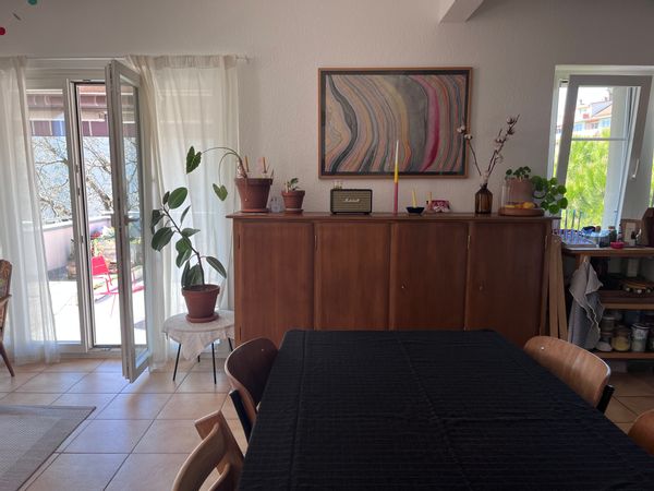 Appartement dans petite maison avec jardin, 3 chambres, vue sur le Lac Léman et grande terrasse.