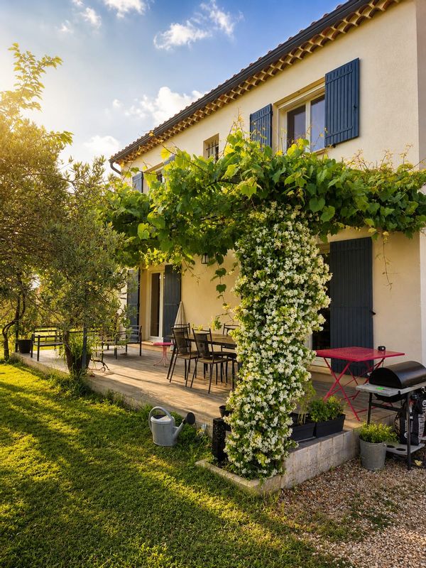 Maison familiale récente à Caromb, petit village provençal au pied du Mont Ventoux.