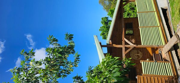 Maison en bois dans un écrin de vert en bord de rivière à deux pas de la mer.