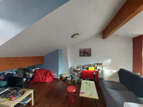 Centre historique Grenoble, rue piétonne, quartier animé, appartement calme sous toits